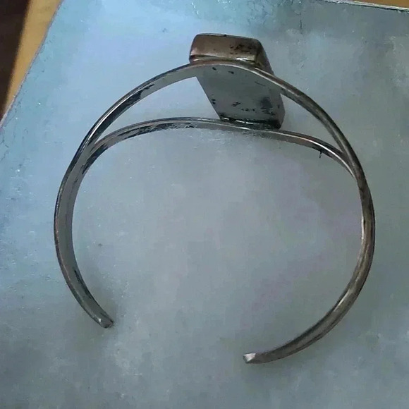 Sterling Silver Native American Opal Cuff Bracelet 6 1/2" to 7" - Picture 7 of 7